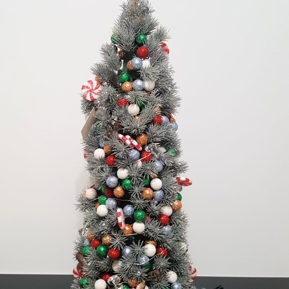 NEW RARE Pottery Barn Large Light Up Peppermint Twist Bauble Tree 9" diam, 24" h - Picture 3 of 6